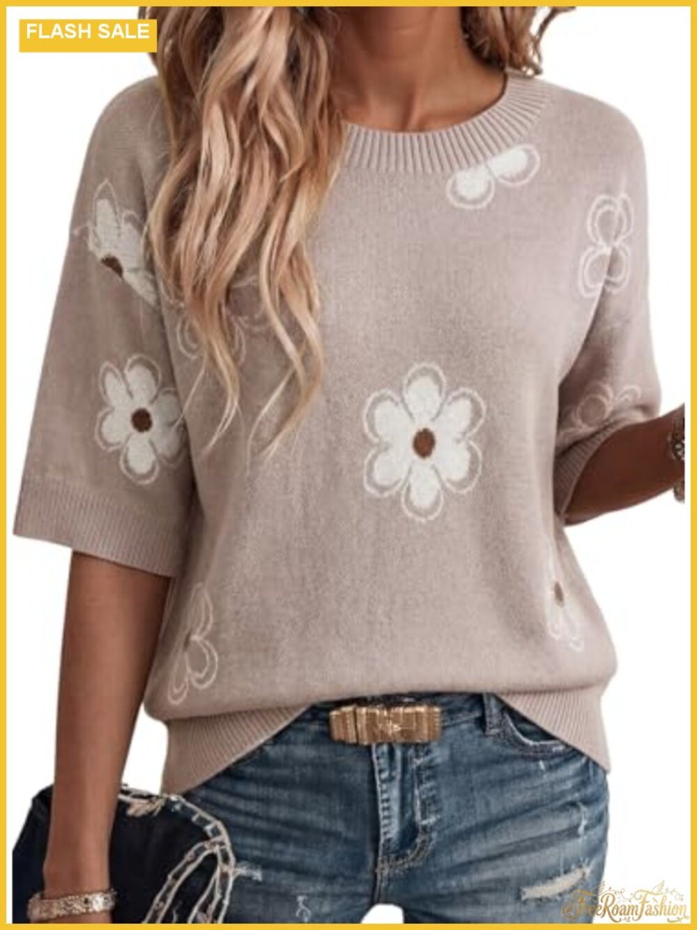 Womens Cotton Knit Short Sleeve Tunic Top Crew Neck Lightweight